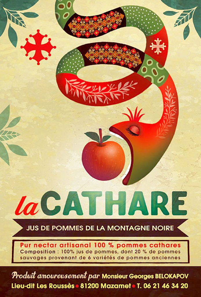 Création d’étiquette produit pour un jus de pomme par "La belle graine communication"