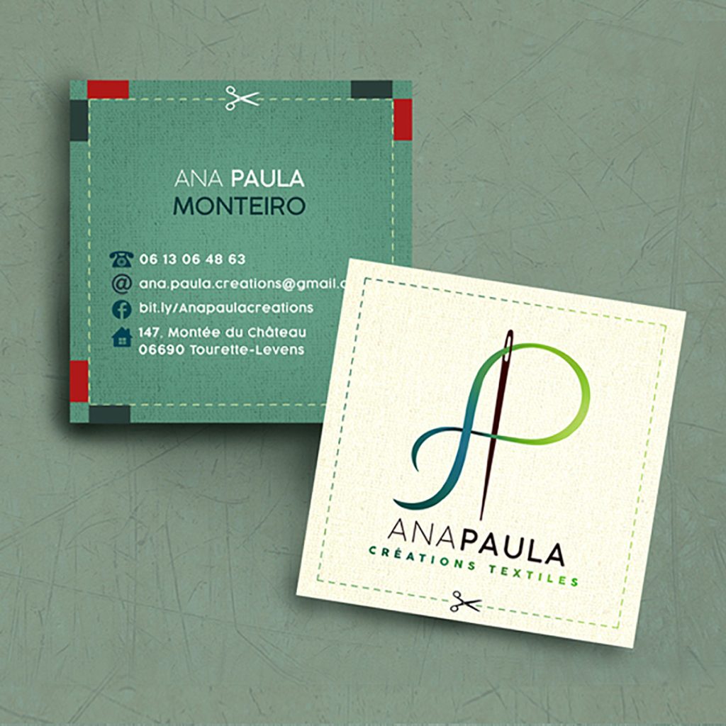 Création de cartes de visite pour une créatrice textile par "La belle graine communication"