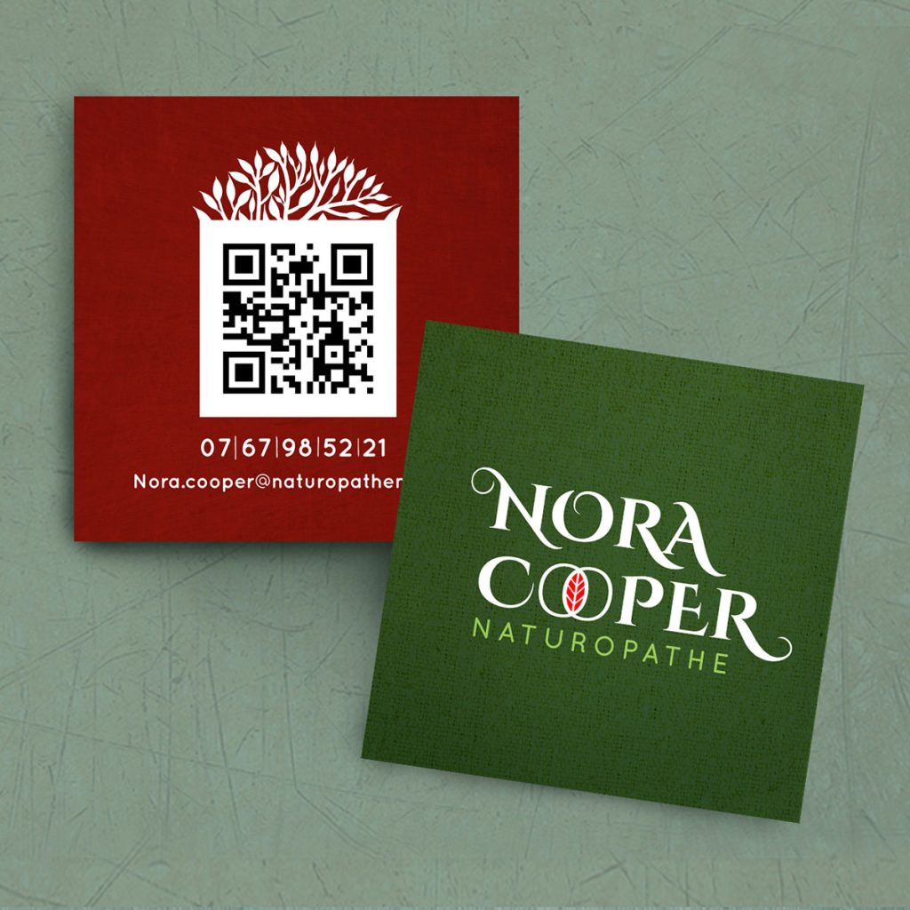 Création de carte de visite pour une naturopathe par "La belle graine communication"