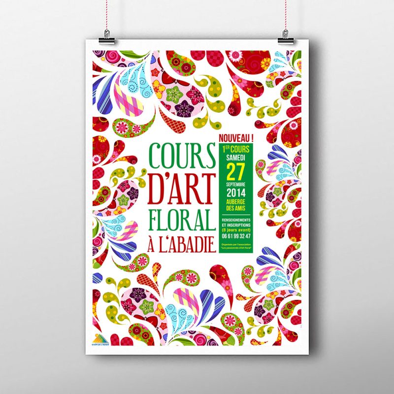 Création d’affiche pour des cours d'Art floral par "La belle graine communication"