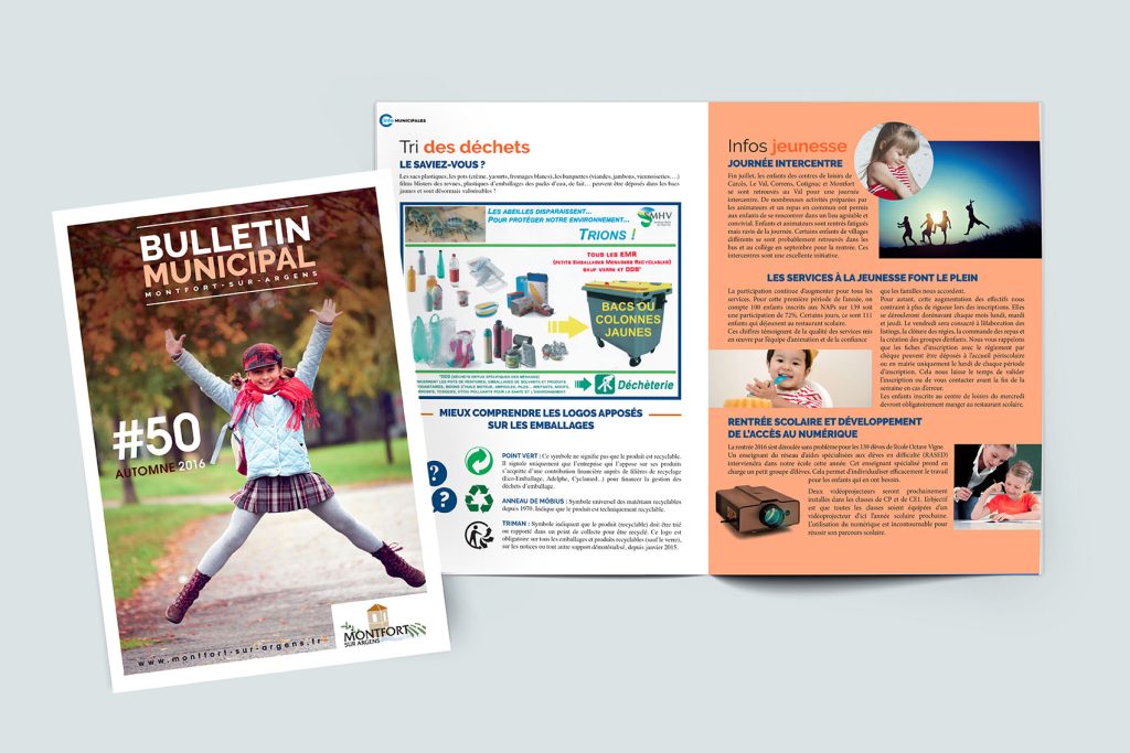 Pages intérieures du bulletin municipal de Montfort-sur-argens crée par "La belle graine communication"