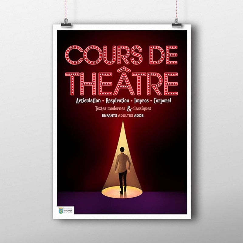 Création d’affiche pour des cours de théâtre par "La belle graine communication"